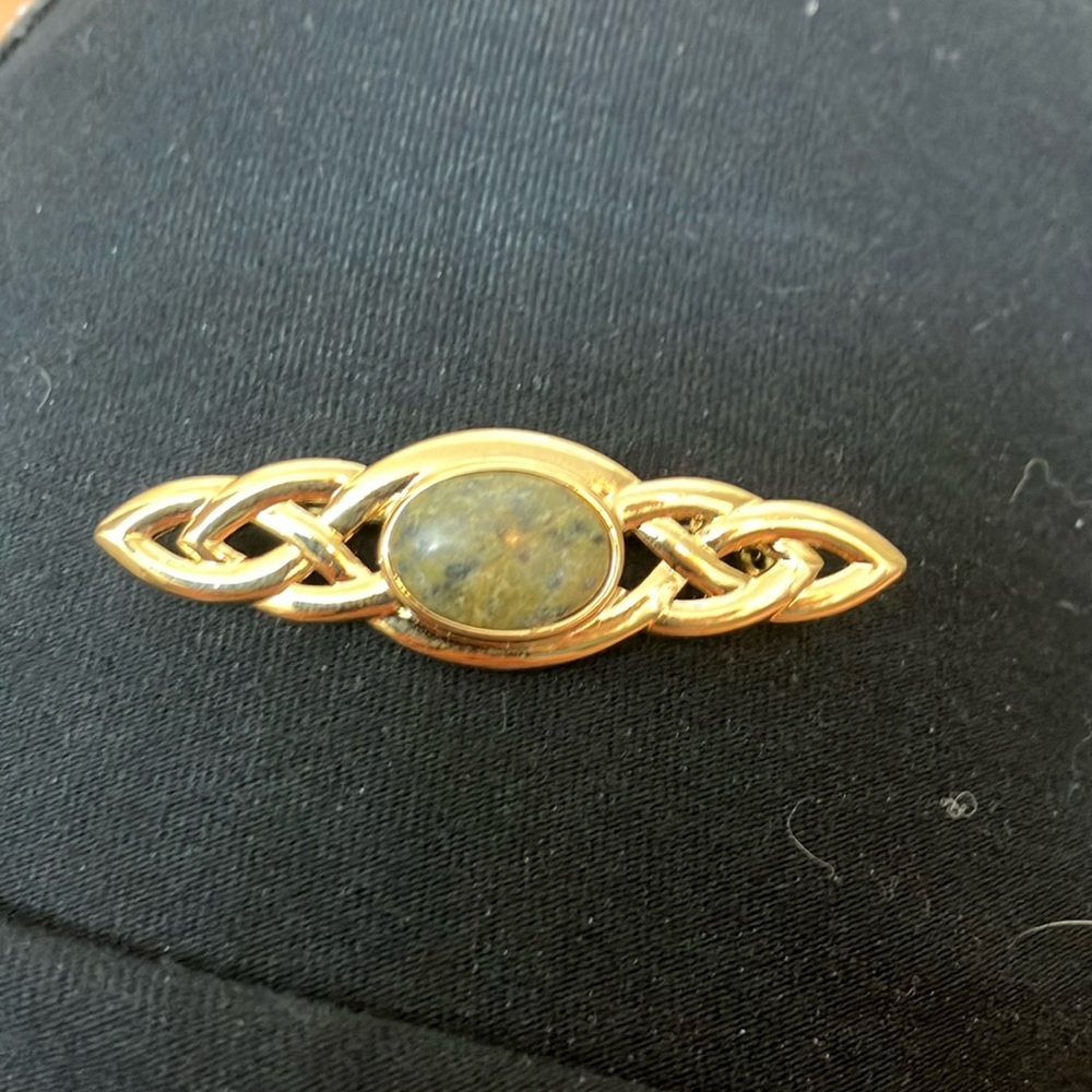 Gold Celtic emerald brooch